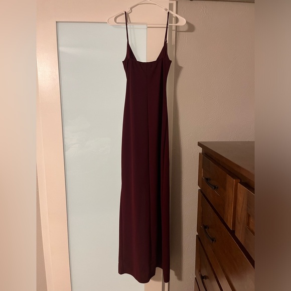 Lulus Sweetest Admirer Burgundy Ruched Surplice Maxi Dress. Size Small - Picture 5 of 6